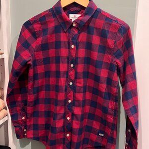 Vineyard Vines button down collared shirt plaid red navy size 4